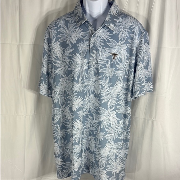 TravisMathew PGA Tour Blue White Tropical Polo XXL NWT - Picture 2 of 9